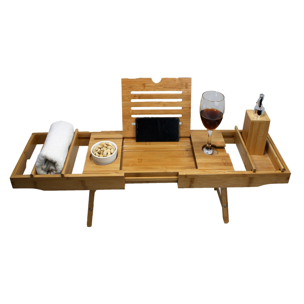 Bamboo Bathtub Tray and Bed Laptop Desk with Foldable Legs