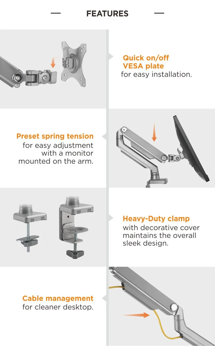 Mechanical Spring Dual Monitor Arm Mount, LCD Monitor Arm