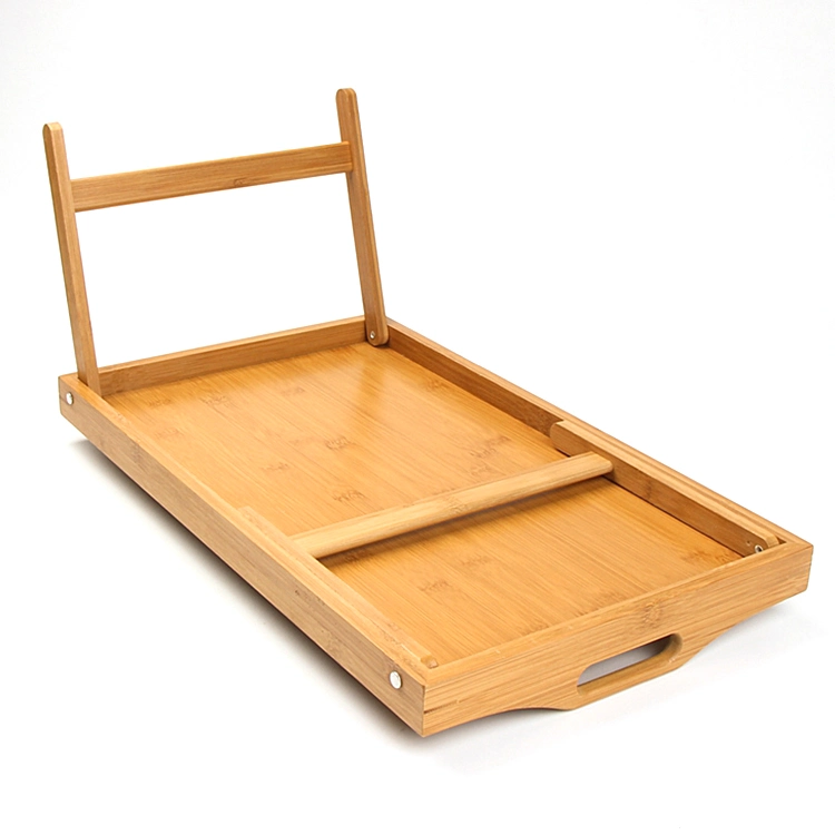Durable Bamboo Serving Foldable Bamboo Laptop Bed Table Breakfast Tray with Folding Leg