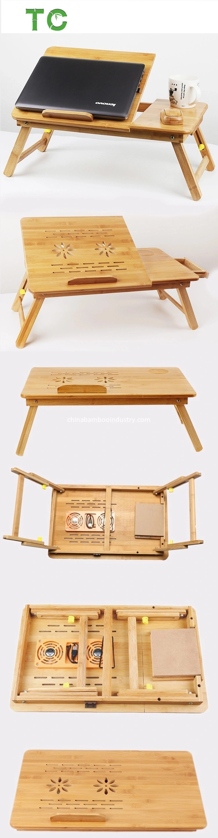 Customized Laptop Table Adjustable & Foldable Laptop Desk with Flip Top and Drawer