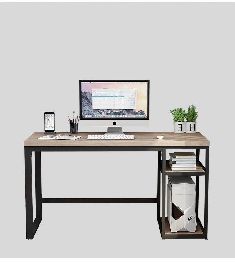 Simple Wooden Size Staff Office Desk Metal Legs Modern Computer Desk Standing Table