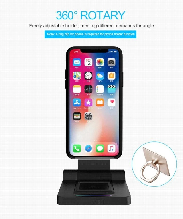 Qi Fast Charge Wireless Charger with Power Bank Phone Stand