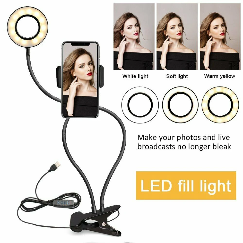 LED Selfie Ring Light with Cell Phone Holder Stand for Live Stream and Makeup