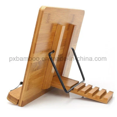 Portable and Foldable Bamboo Book Stand for Tabletop Book Display and iPad Holder
