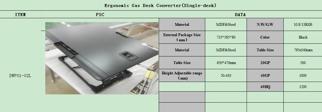 Ergonomic Gas Spring Sit Stand Desk Converter Workstation