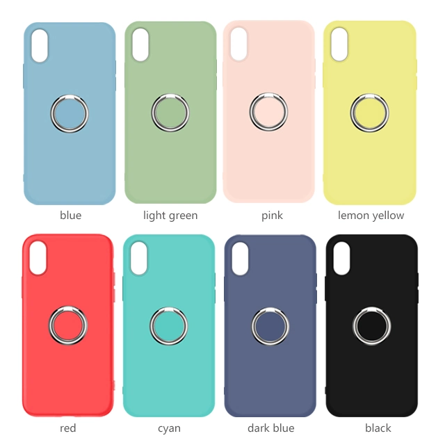 Soft TPU Rubber Cell Phone Case with Metal Ring Holder Stand Mobile Phone Accessories