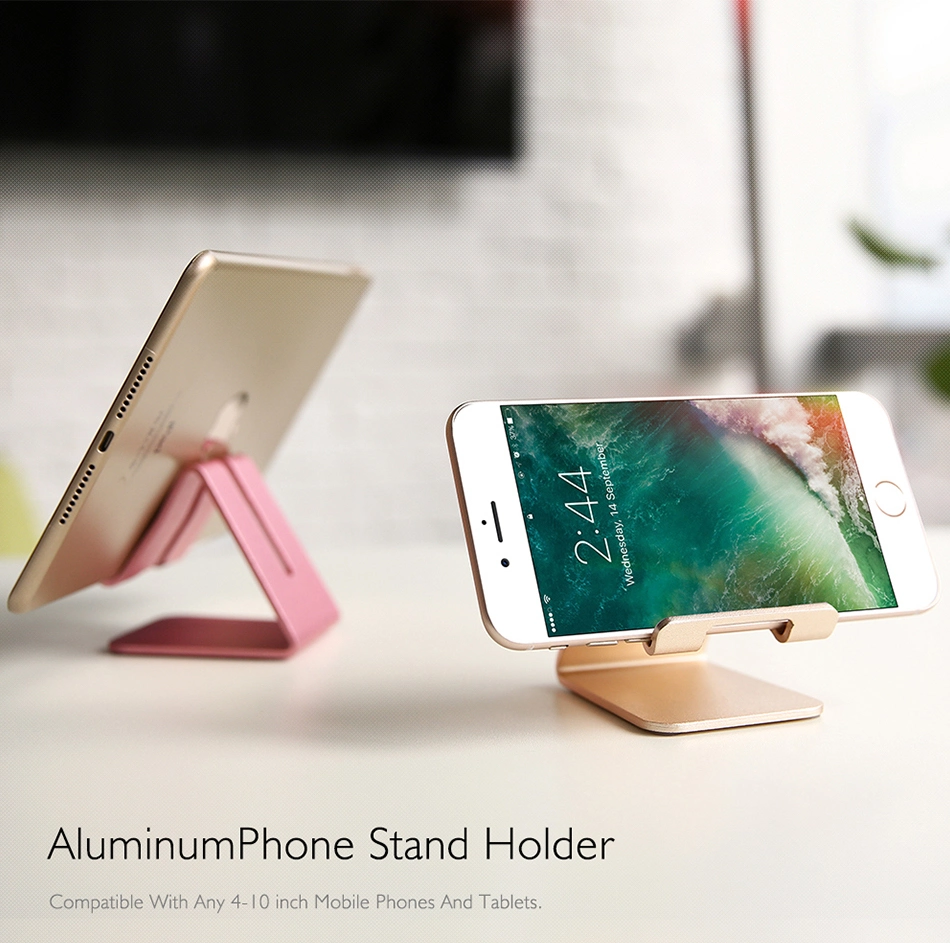 Aluminum Metal Phone Holder Desktop Universal Non-Slip Mobile Phone Stand Desk Hold for iPhone iPad Samsung Tablet