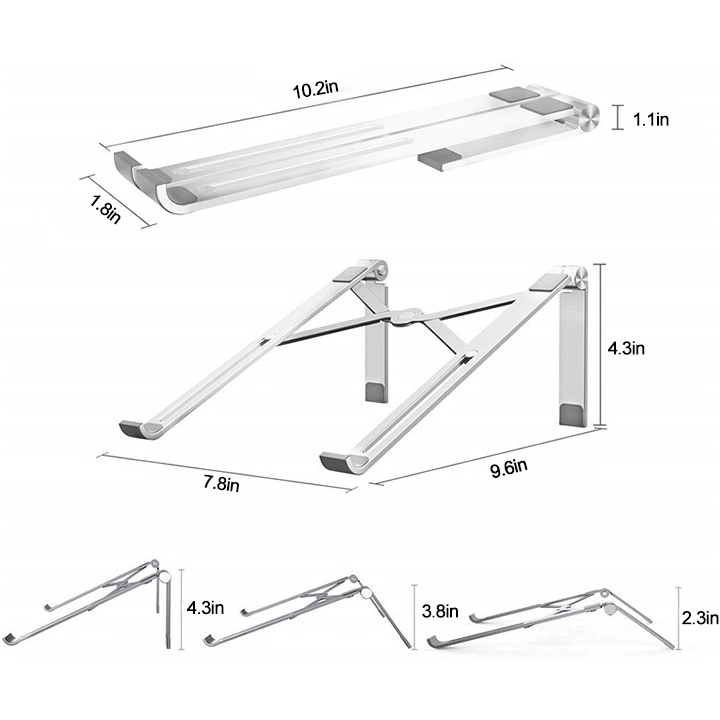 Laptop Stand Adjustable Aluminum Computer Accessories Riser Ergonomic Foldable Portable Notebook Stand Laptop Holder for Desk, Compatible with 10-15.6