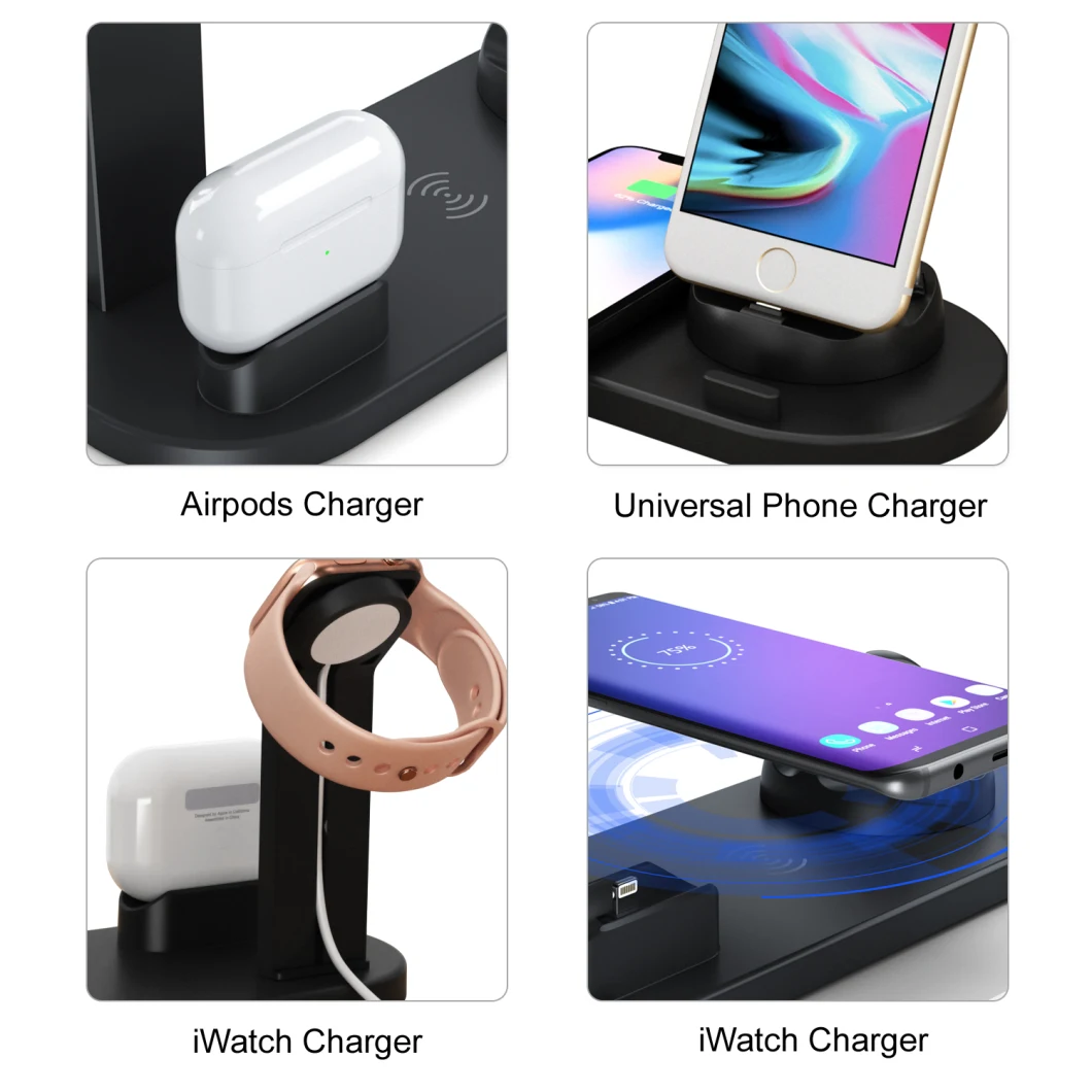 4 in 1 Wireless Charger Power Supply/Phone Accessories/Mobile/USB/Charger Smartwatch Charging Station Multi Charging Stand for Accessories for All Mobile Phones