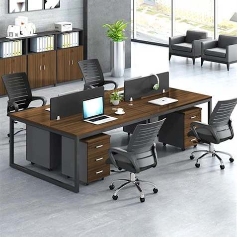 Staff Office Desk Metal Legs Modern Computer Desk with Drawers MDF Standing Table