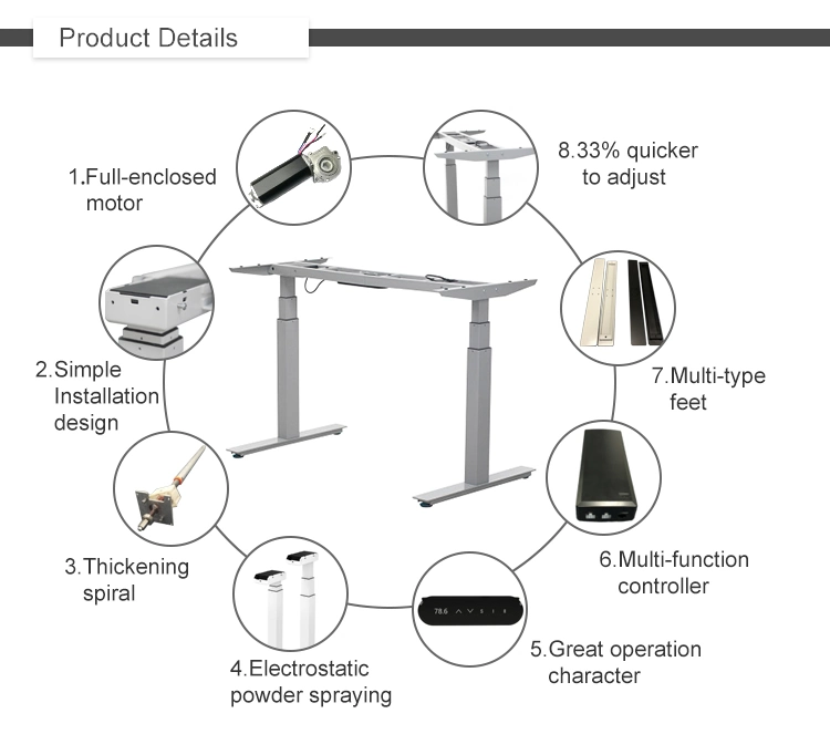 Height Adjustable Standing Office Desk or Table Sit-Stand Desk Uplift Pump