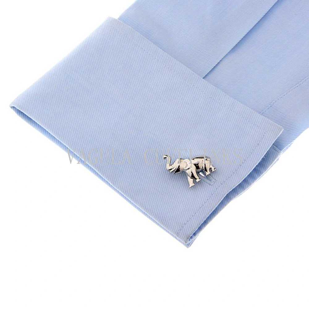 VAGULA   Funny Elephont Silver Plated Cuff Link Set