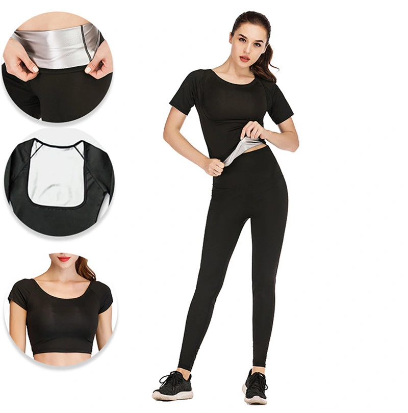 Nanosilver Hot Body Shaper Sausa Suit Sweat Shirt Hoodies Pants Waist Belt for Men Women Running Yoga Gym Fitness Wear