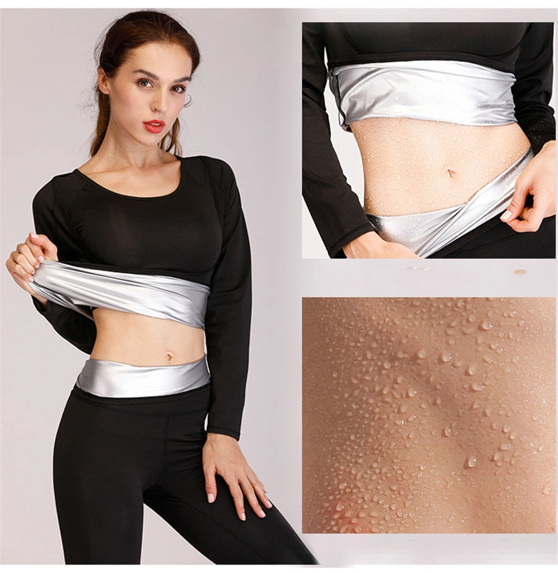 Nanosilver Hot Body Shaper Sausa Suit Sweat Shirt Hoodies Pants Waist Belt for Men Women Running Yoga Gym Fitness Wear