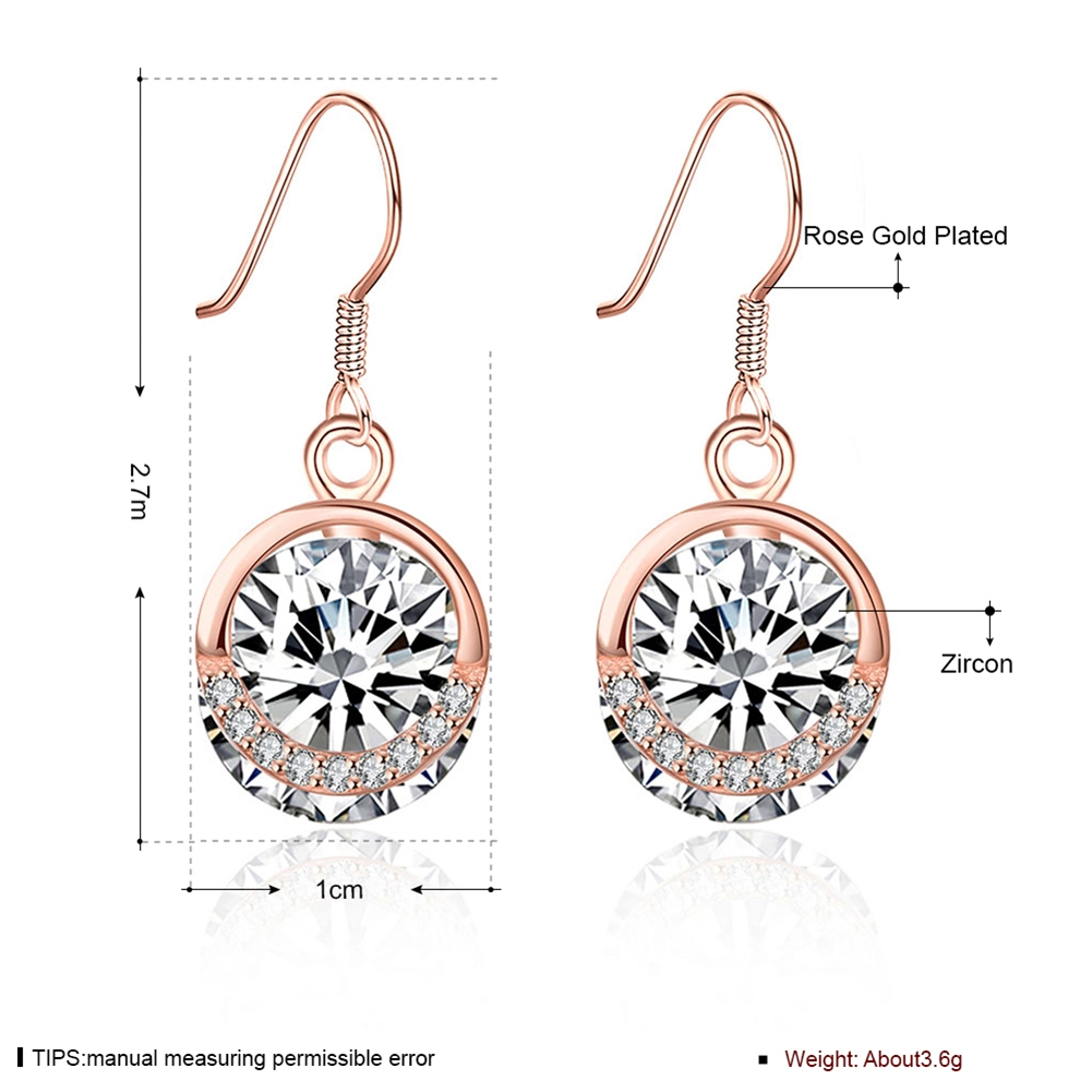 925 Sterling Silver  Casual Style Zircon Rose Gold Plated Earring 