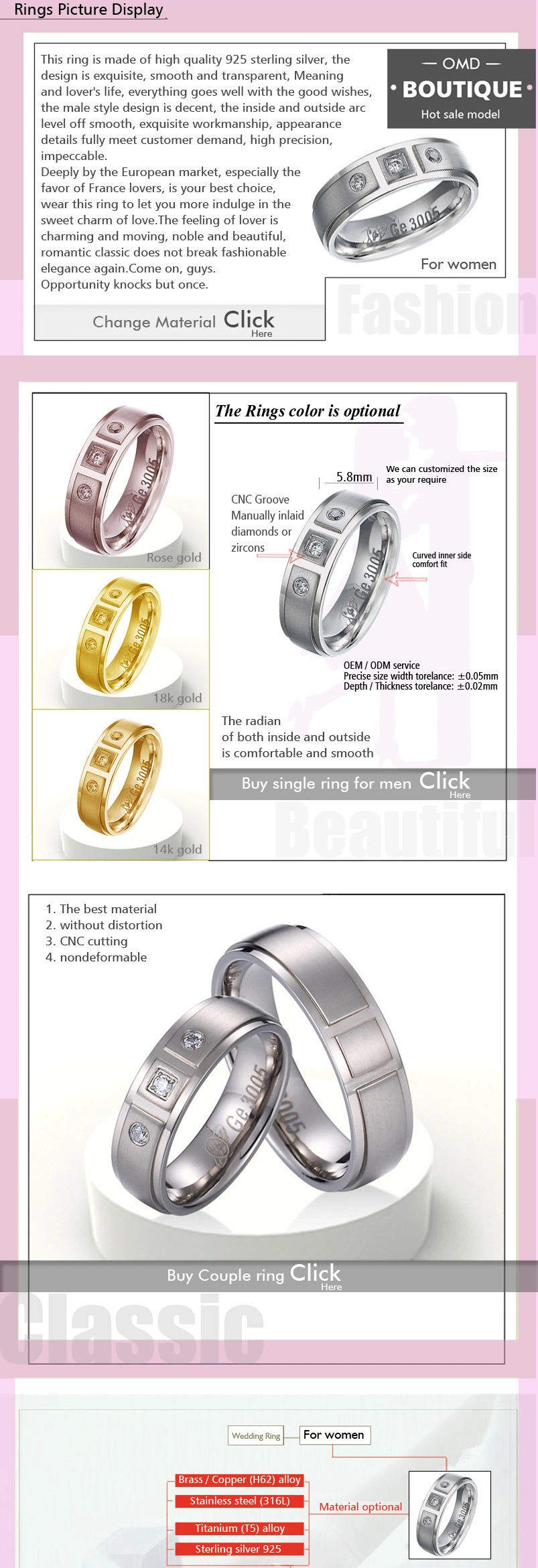 Best Quality Beautiful Silver Couple Sterling Silver Heart Rings with Price