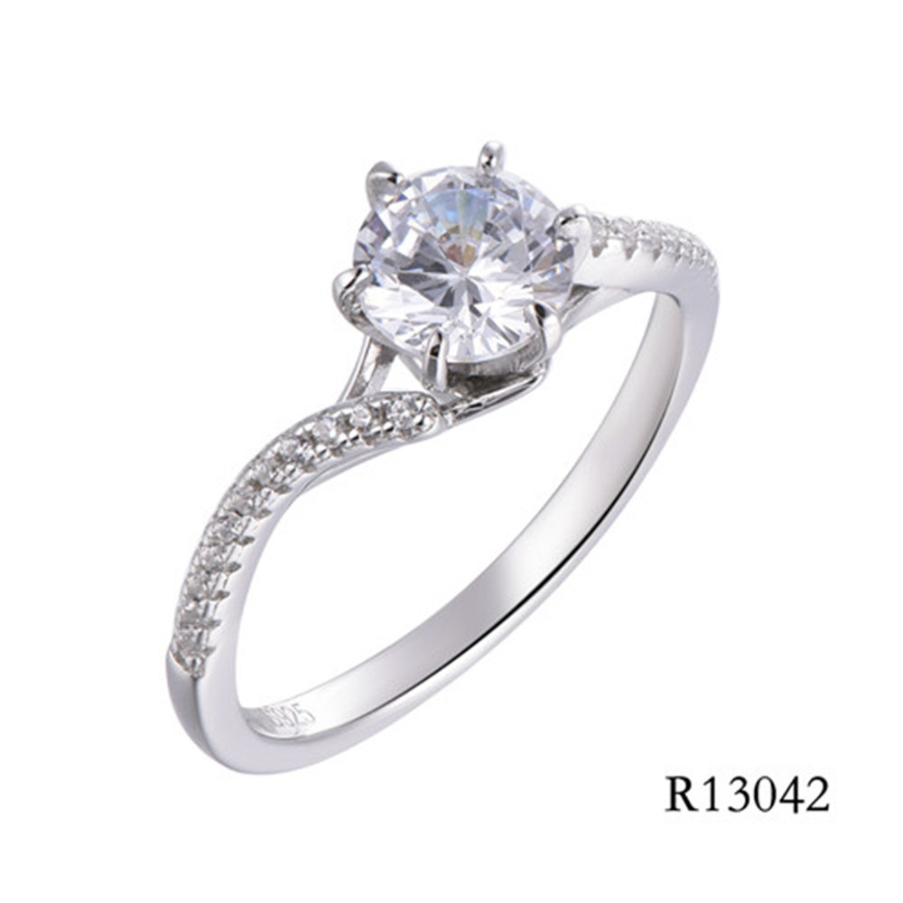 Fashion 925 Sterling Silver Engament   CZ Ring