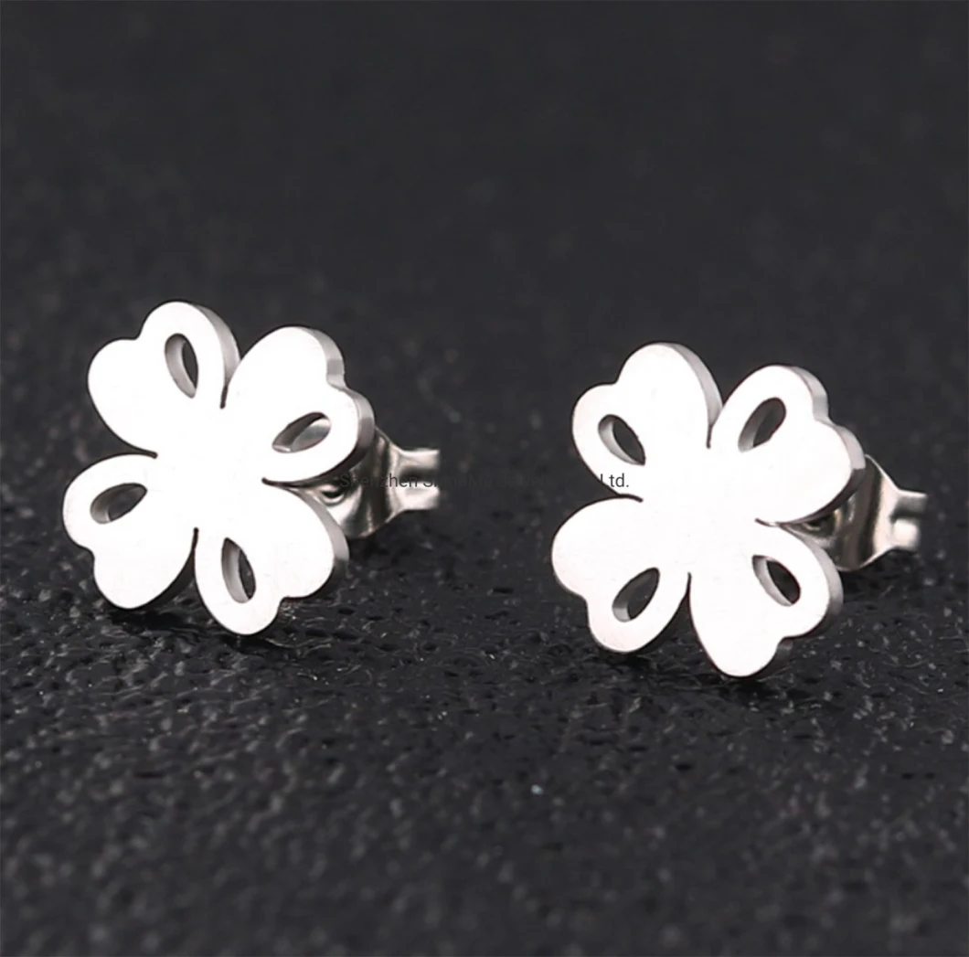 Fashion Jewelry Plated Jewelry IP Gold Stainless Steel Clover Earrings Ear Studs  Er3931