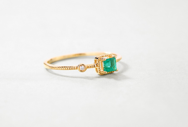Simple Fashion Fine Jewelry 925 Sterling Silver Square Green Nano-Zircon Women Ring