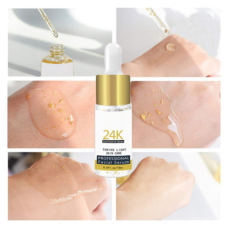 Private Label Organic Gold Serum Korea Pure 24K Nano Gold Facial Skin Essence Face Serum