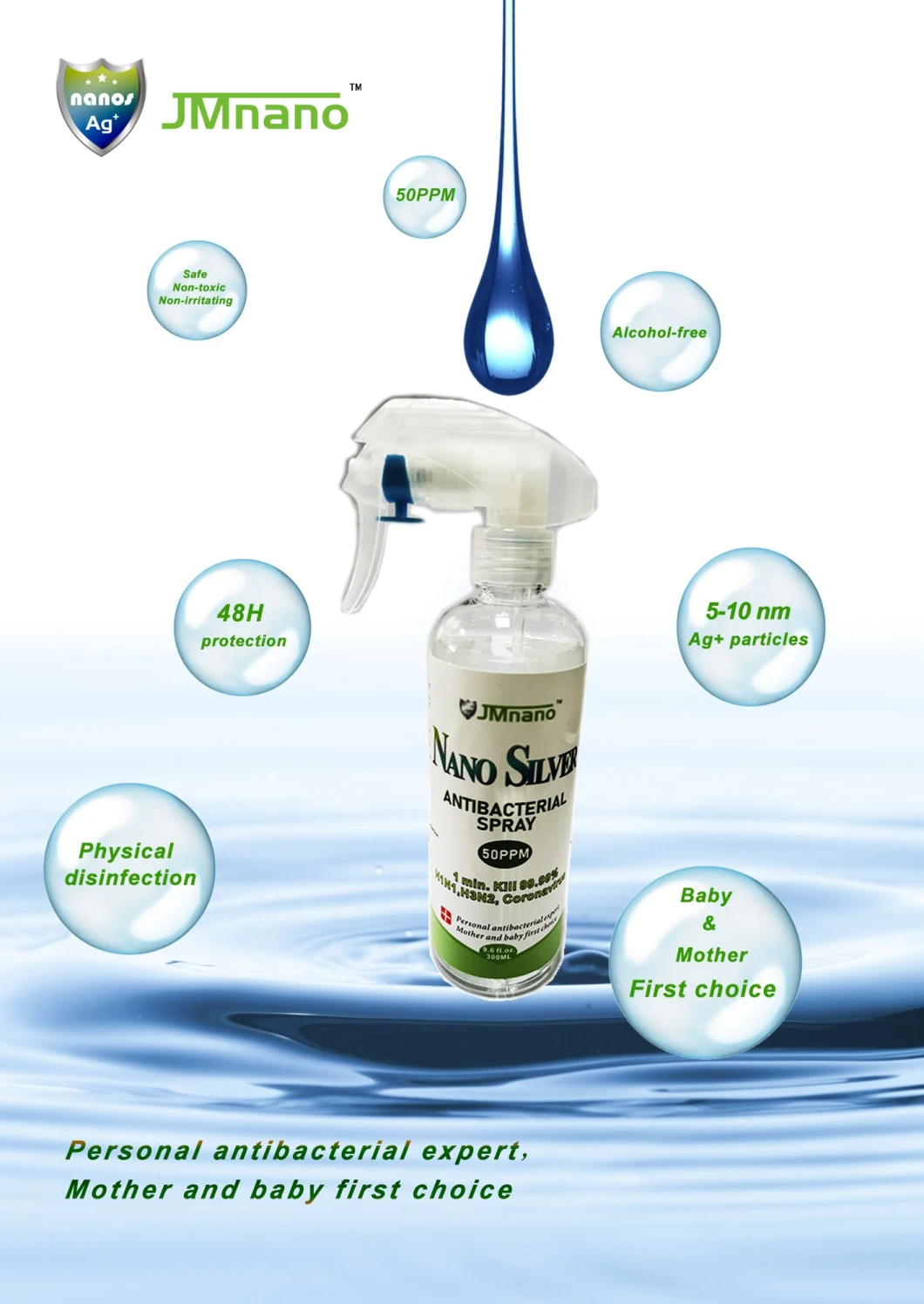 Jmnano FDA Ce Waterless Nano Silver Disinfectant Products