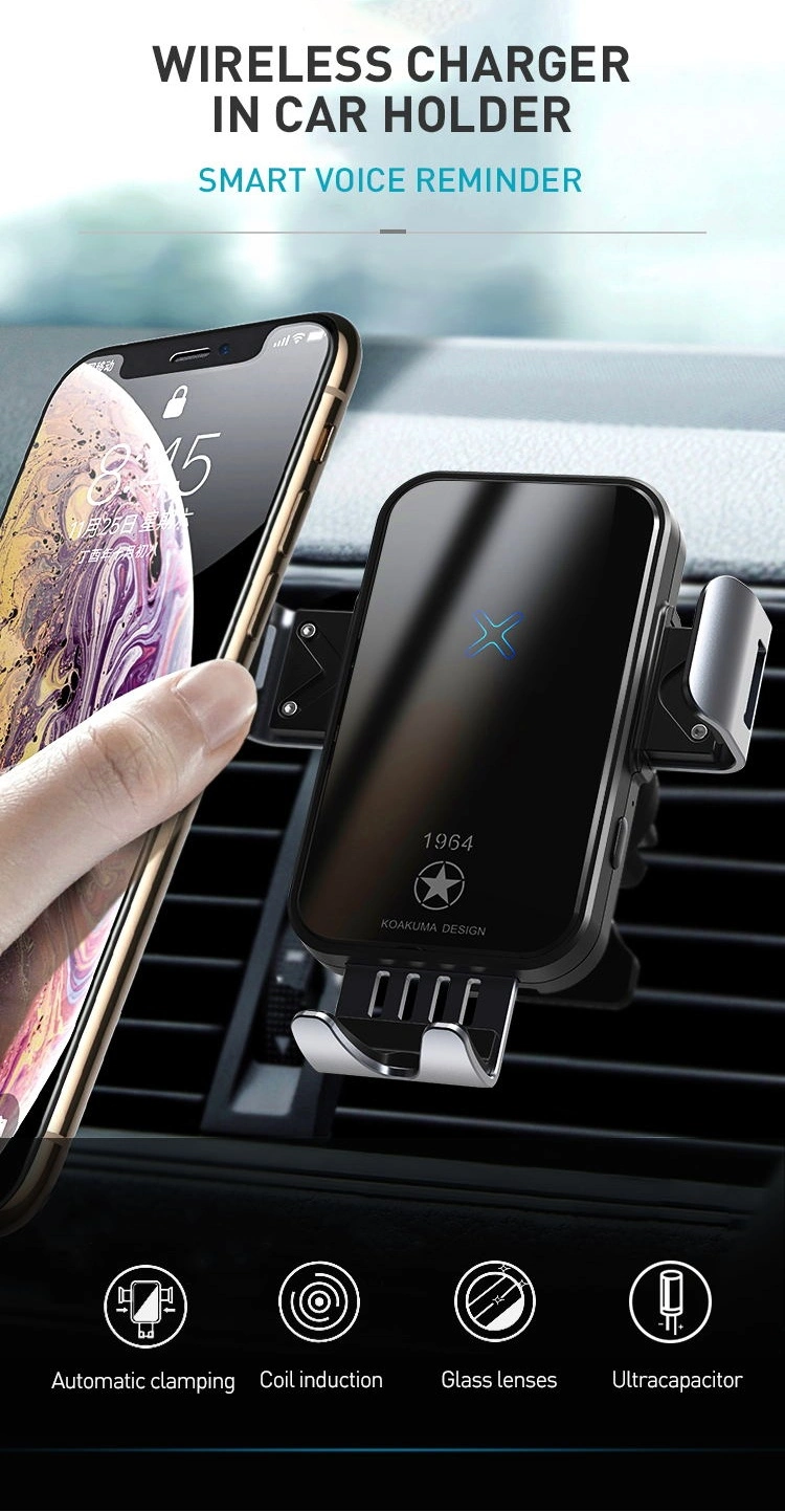 Ready to Ship in Stock Fast Dispatchdropshipping Smart Coil Induction Automatic Clamp Fast Wireless Car Charger Wireless Charger Compatible with 10W