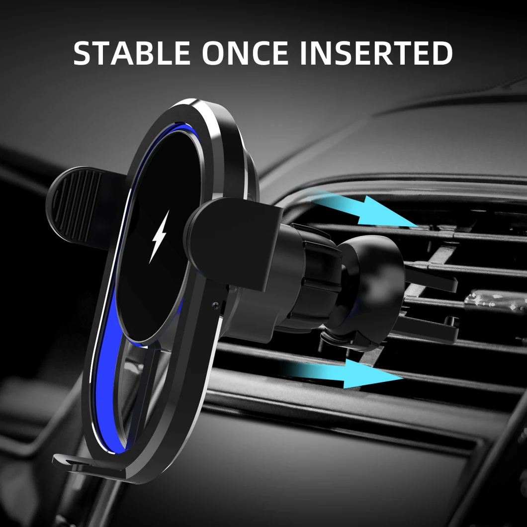 New Qi Certified Automatic Sensor Lock Fast Charging Mobile Cell Phone Mount Holder Wireless Car Charger