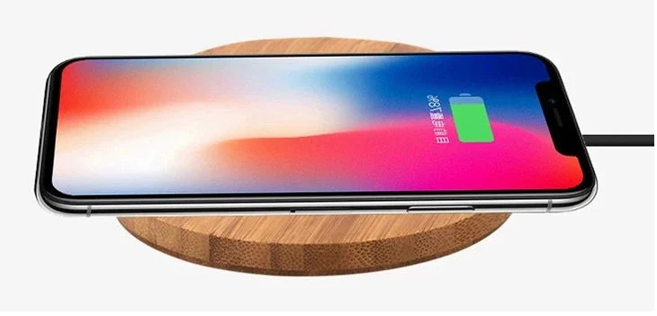 Qi Standard Portable Wireless Phone Charging Station Bamboo Wireless Charger