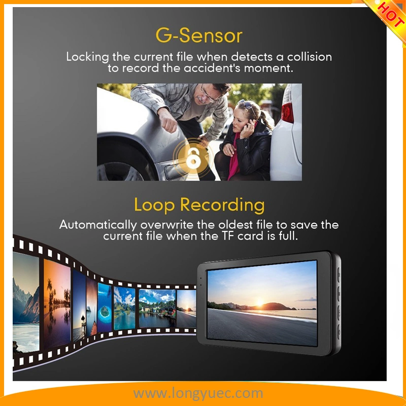 3'' Car Dash Cam with 170 View Angle FHD1080p Loop Recording G-Sensor Car DVR Camera