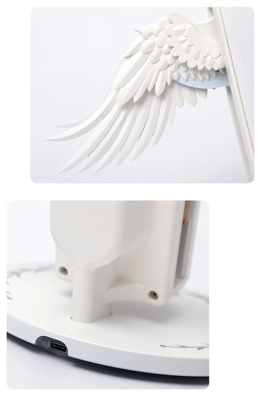 2019 New Angel Wings Qi Base Wireless Charger Car Mount Automatic Clamping