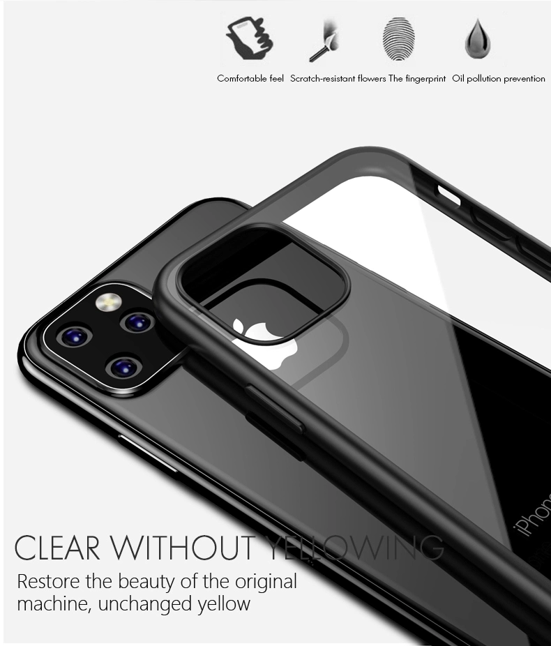 Transparent Acrylic Mobile Back Cell Cover PC TPU Clear Phone Case for iPhone 11 PRO Max