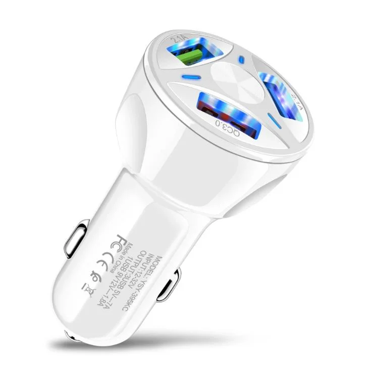 Quick Car Charger Wireless Three USB Ports Fireproof Qi Fast Car Charger