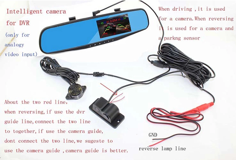 4.3 Inch Car Reverse Camera Mirror Rear View Camera with Parking Lines (pz452)