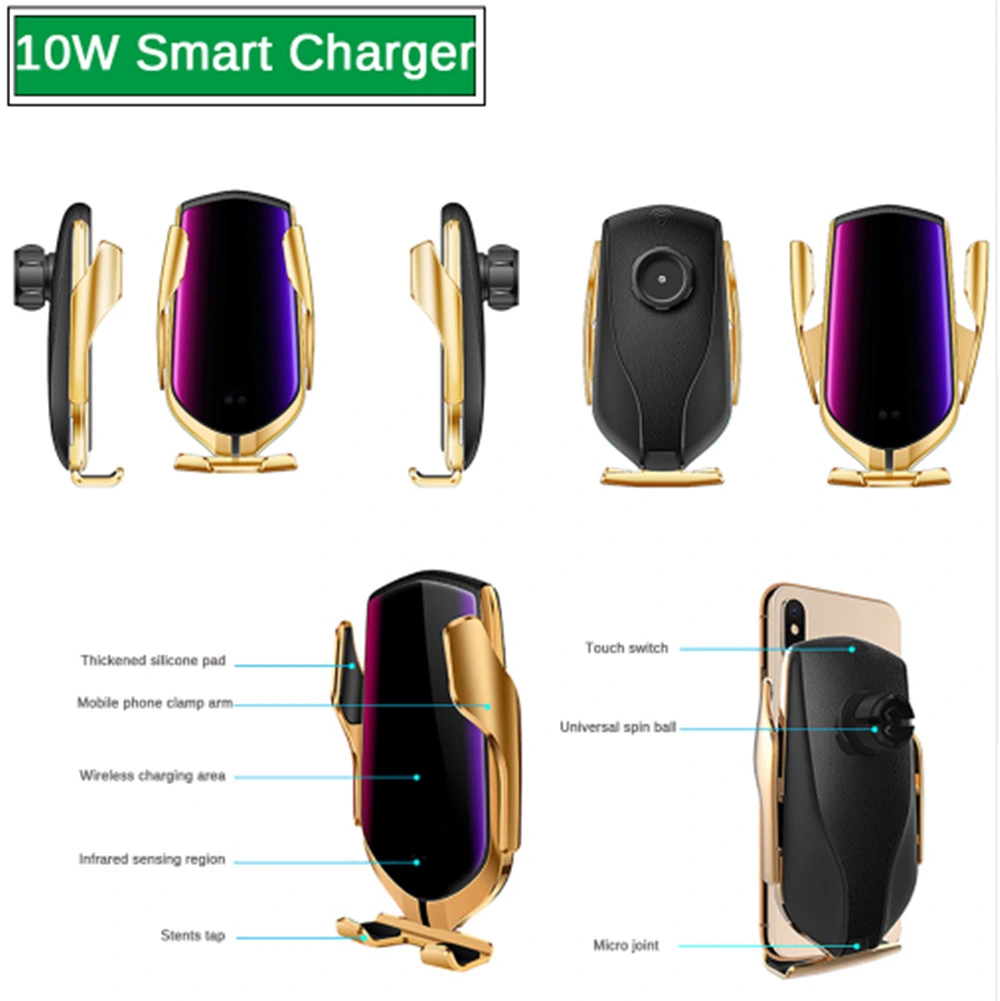R1 Smart Sensor Automatic Clamping 10W Car Wireless Charger Bluetooth Positioning Qi Wireless Charger Car Phone Holder
