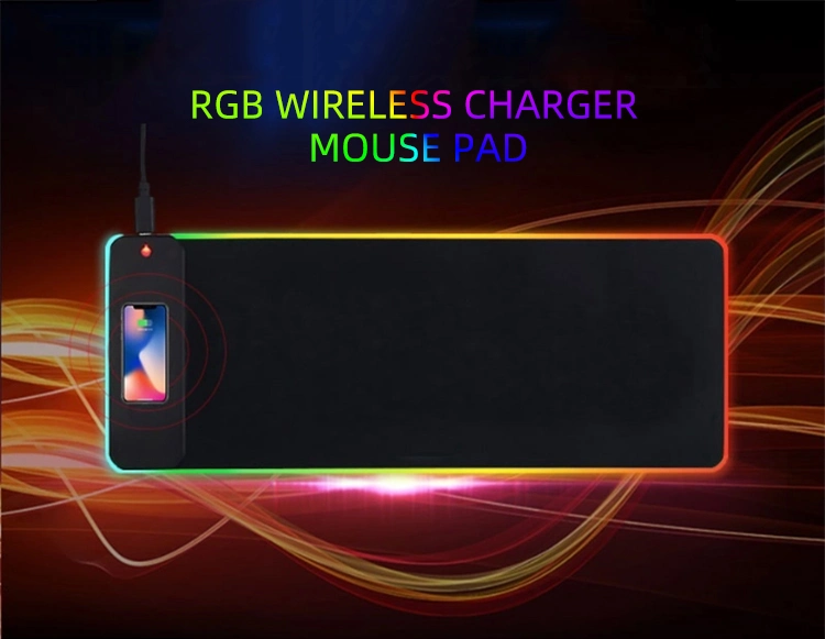 Fast 10W Wireless Charging Keyboard Mat RGB LED Light Gaming Mouse Pad with Wireless Charger