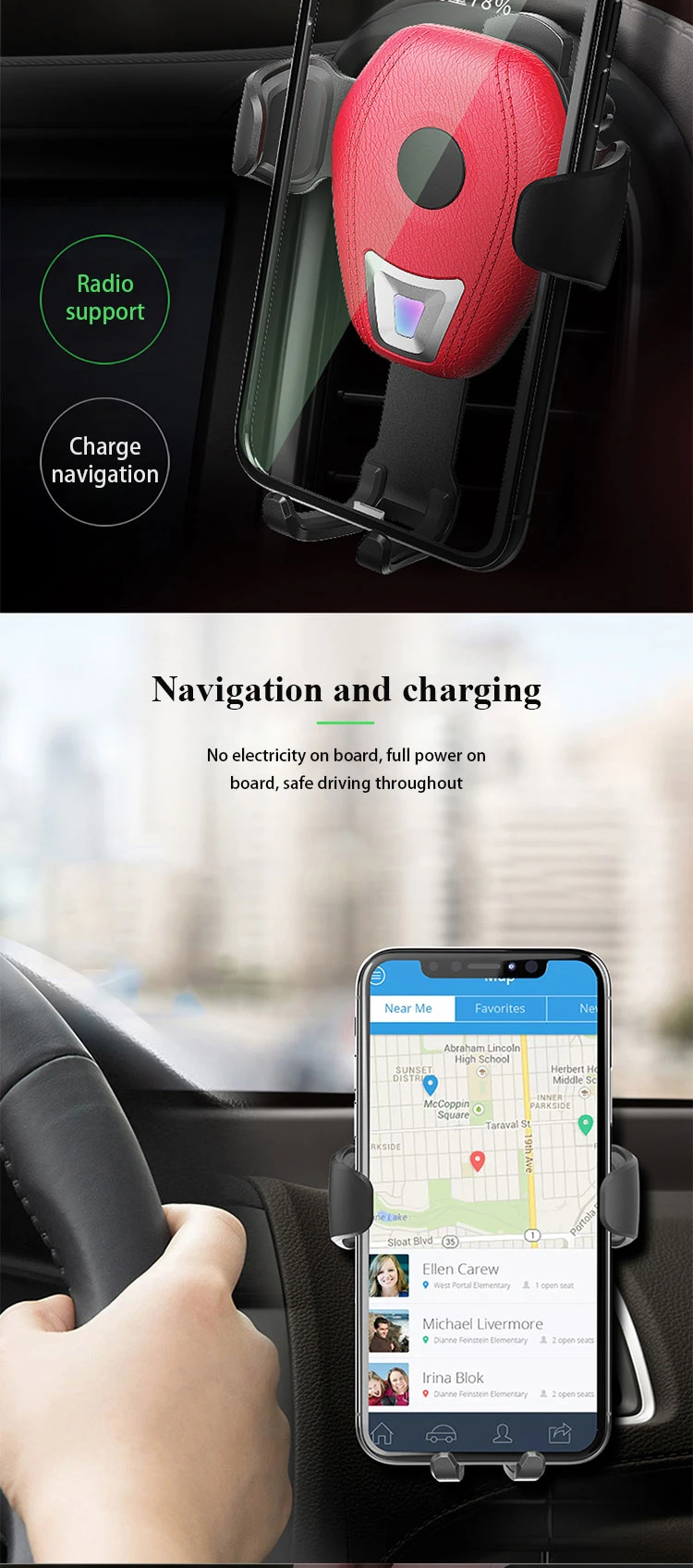 Qi Wireless Car Chargers Mobile Phone Holder Car Mount Charging Pad