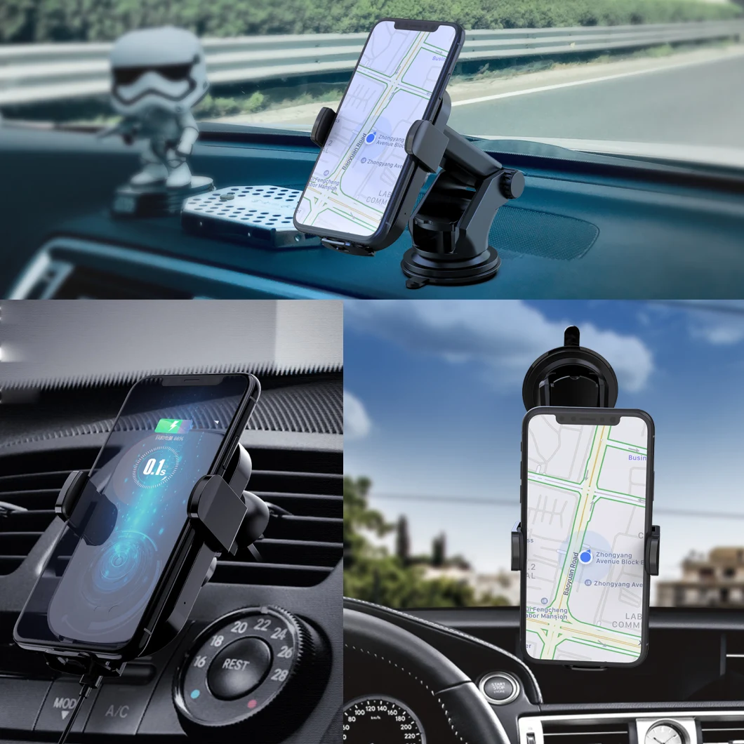 Wholesale 10W Type C Qi Smart Sensor Automatic Clamping Car Mount Fast Wireless Charger