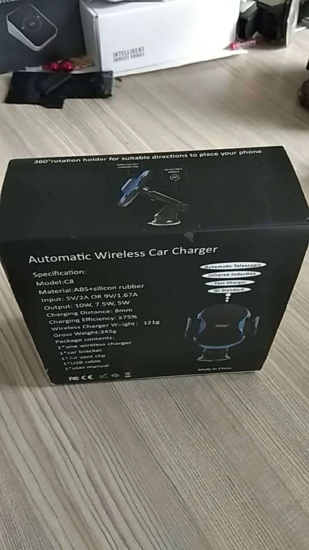 C8 Fast Charger Infrared Automatic Induction Wireless Car Charger