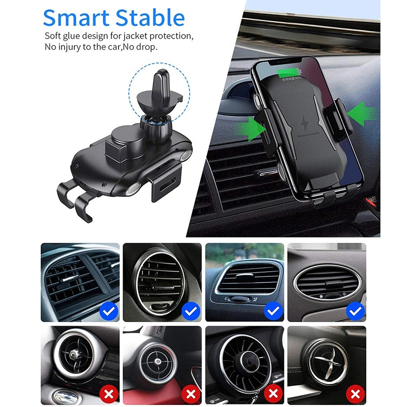 10W Qi Fast Charging Auto-Clamping Smart Sensor Car Mount Wireless Charger
