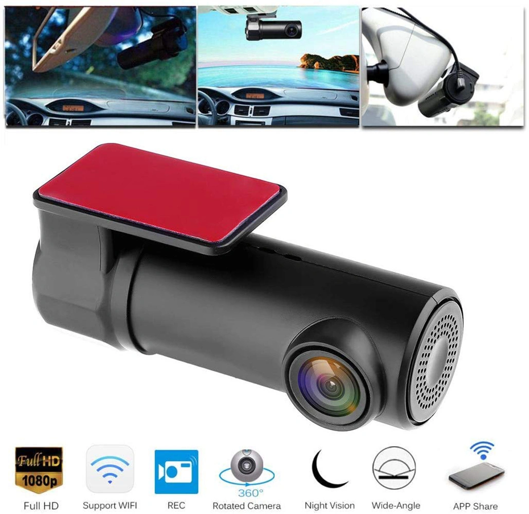 Car Dash Board HD 1080P Mini Car DVR WiFi Dash Camera Night Vision Hidden Video Recorder APP, Wide Angle Car DVR Dashboard Camera 360 Degree Rotate Esg12909