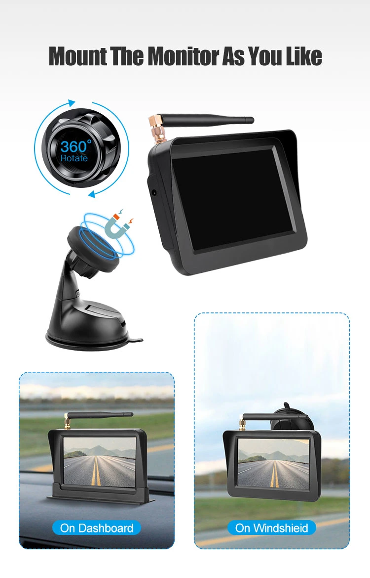 Digital 5 Inch Display Car Camera System Wireless Night Vision Reverse Backup Camera Kit for RV Ttuck