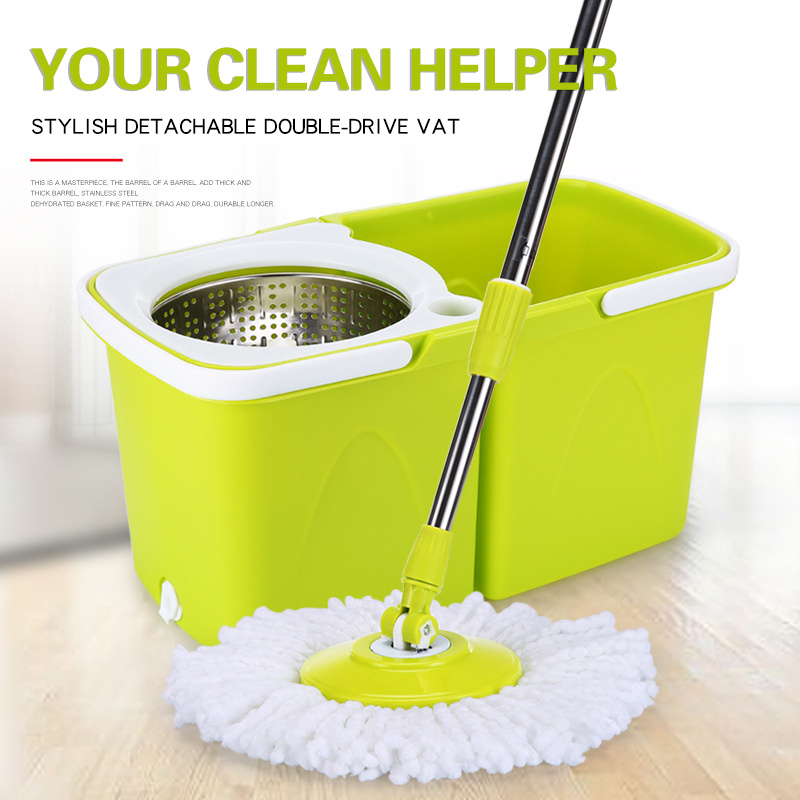 360 Lazy Degree Rotating Twist Floor Cleaning Mop and Bucket Cotton Wet Plastic Mops