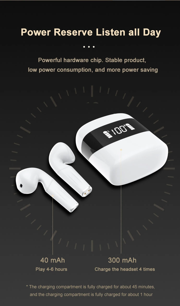 True Wireless Earbud with Charging Case Wireless Charging Available