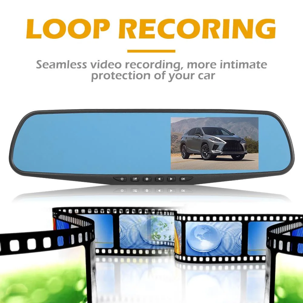 Full HD 1080P Car DVR Camera Auto 4.3 Inch Rearview Mirror Dash Digital Video Recorder with Dual Lens