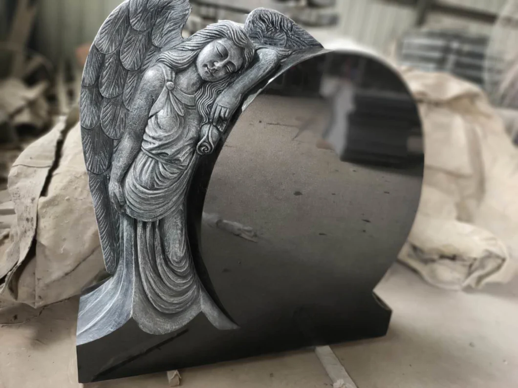 Angel Wings Headstone Natural Granite Tombstone American Style