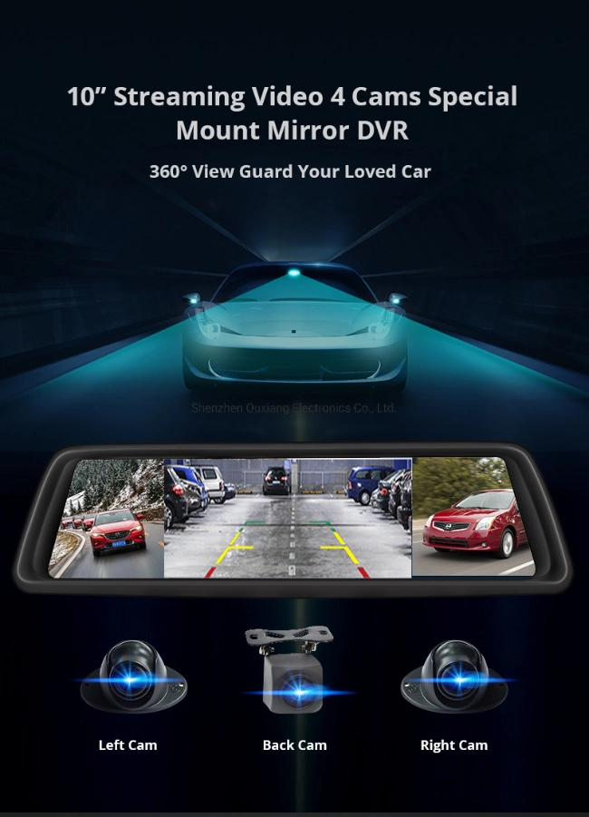 Mtk 4G 4CH Car Dashcam GPS Navigation Mirror Camera