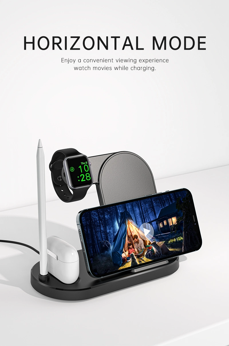 Wireless Charging Stand 4in1 Charger for Smartwatch iPhone 11/12 Headset 4 in 1 Qi Wireless Charger Pen Phone Holder
