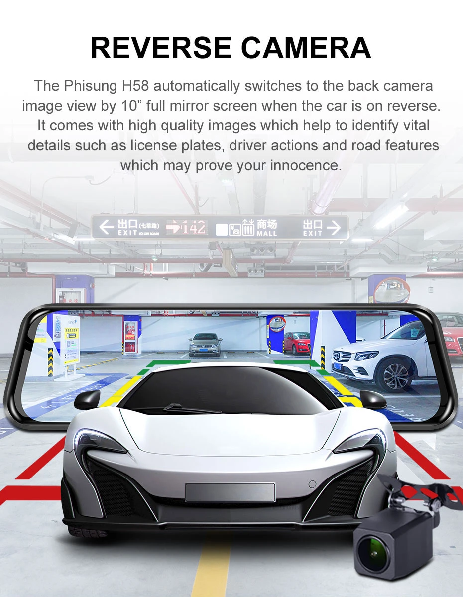 Z55 10inch 4G Rear View Mirror Car DVR Dash Cam Camera Recording Adas RAM2GB ROM16GB