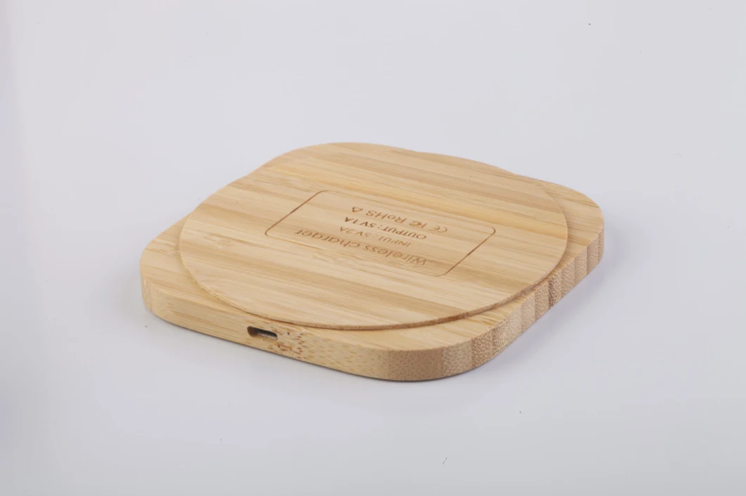 Wireless Phone Charging Station Wood Bamboo Wireless Charger Qi Portable Charger for iPhone