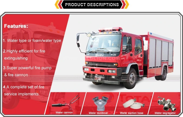 240HP Left Hand Drive 2000 Gallons Fire Fighting Emergency Truck with Articulate Booms for High Pressure